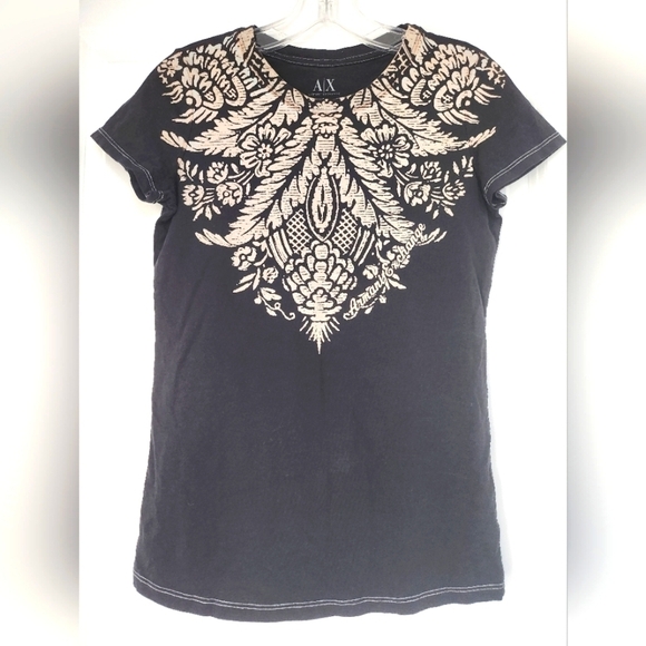 Armani Exchange womens Gray T-shirt with white design size Small - Picture 1 of 4